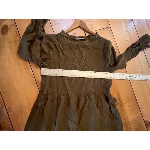 Lacausa women's olive green lightweight long sleeve dress. Anthropologie. XS - Picture 6 of 8
